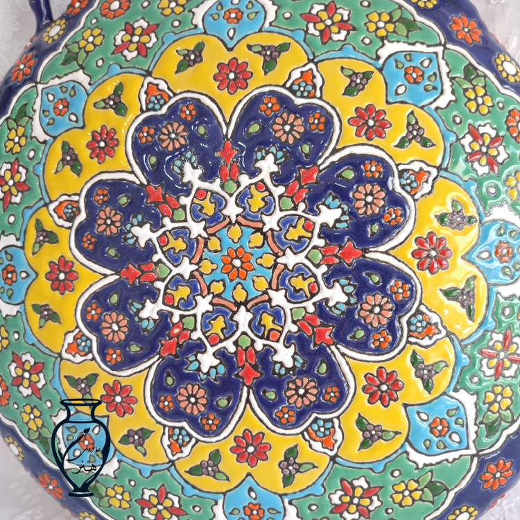 دیوارکوب میناکاری مدل نیم کوزه- دیوارکوب کشکول میناکاری سفال