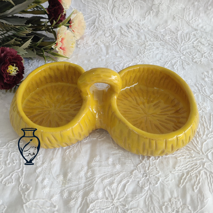 اردورخوری ۲تایی _ زیتون خوری سفالی_اردورخوری دستساز دفرمه