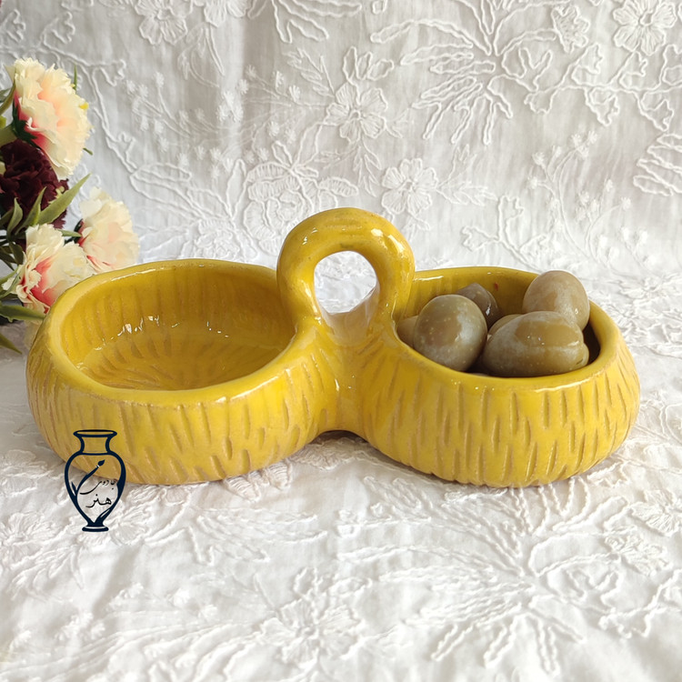 اردورخوری ۲تایی _ زیتون خوری سفالی_اردورخوری دستساز دفرمه