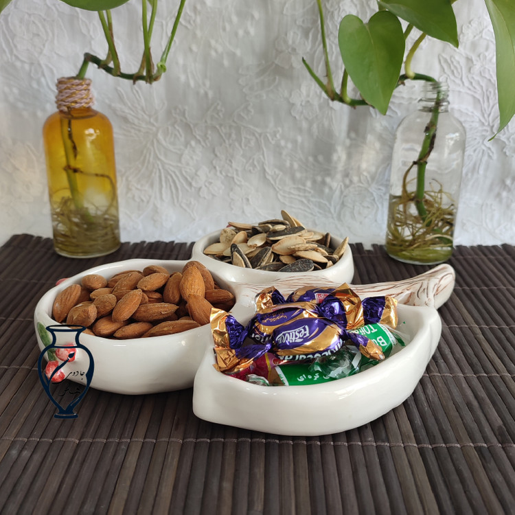 اردورخوری سرامیکی دفرمه دستساز گیلاس - اردورخوری سه خانه گیلاس