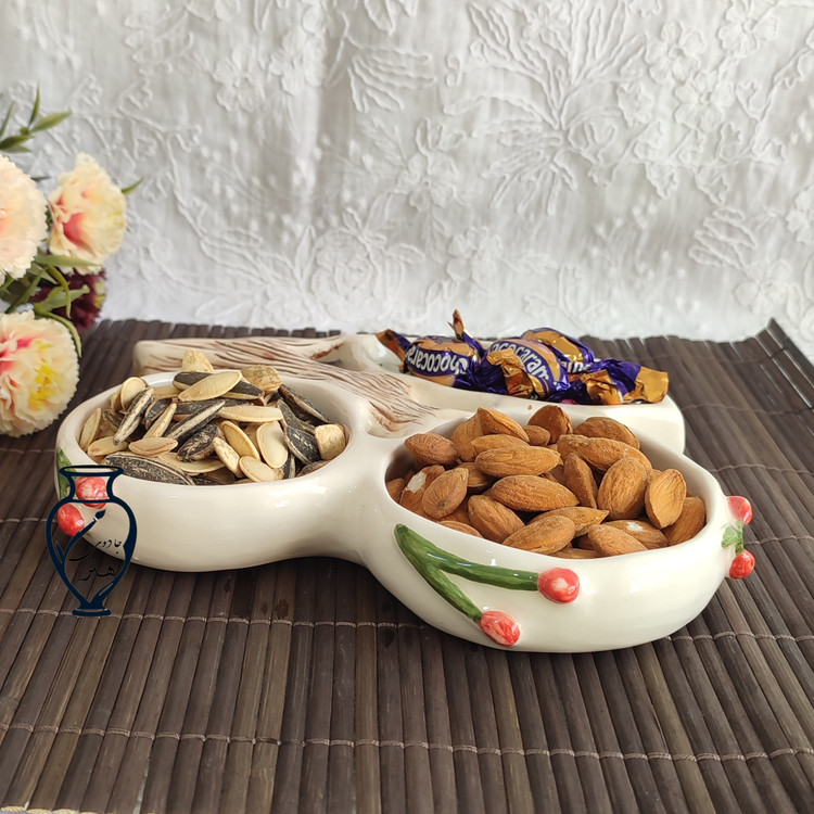 اردورخوری سرامیکی دفرمه دستساز گیلاس - اردورخوری سه خانه گیلاس