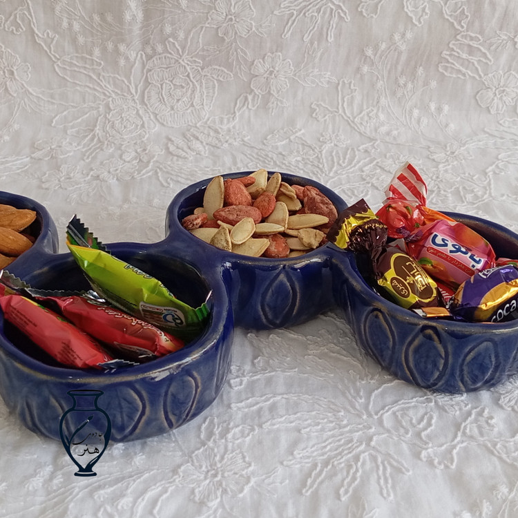 اردورخوری سفالی طرح برگ_ اردورخوری دستساز دفرمه کنده کاری برگ