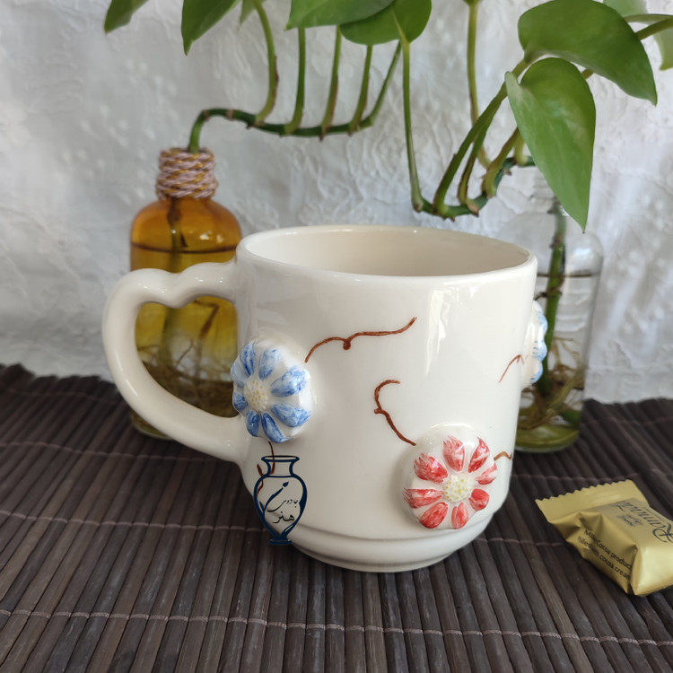 ماگ گل برجسته سرامیکی