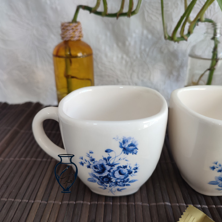 فنجان سرامیکی گل رزآبی _ فنجان سرامیکی دستساز گل آبی