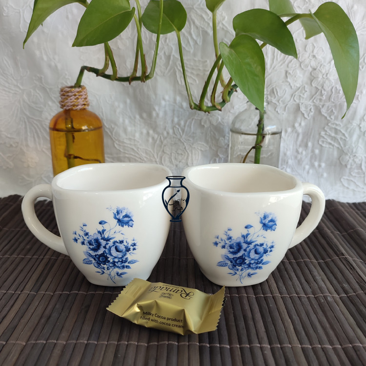 فنجان سرامیکی گل رزآبی _ فنجان سرامیکی دستساز گل آبی