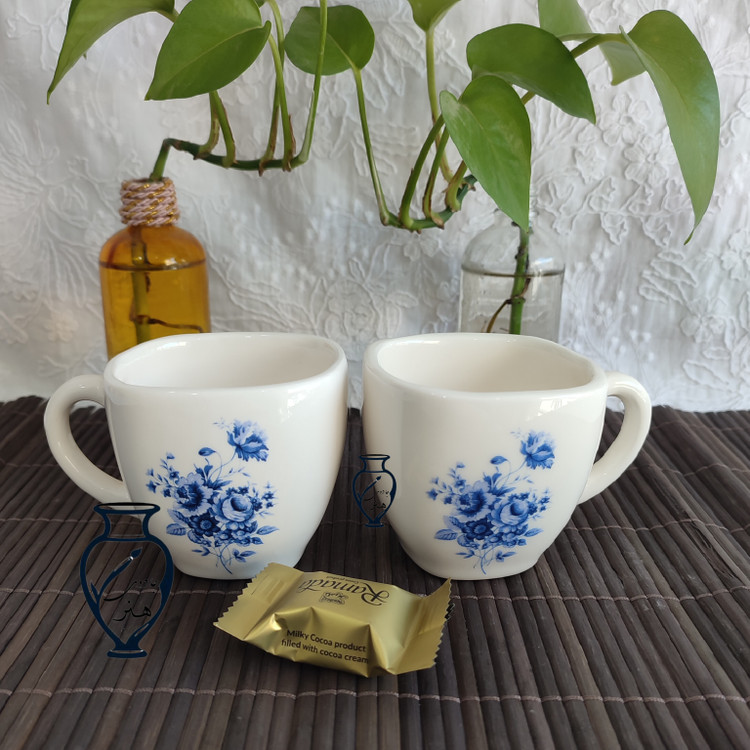 فنجان سرامیکی گل رزآبی _ فنجان سرامیکی دستساز گل آبی