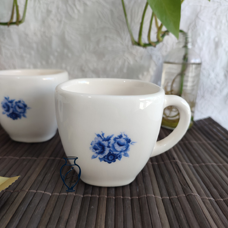 فنجان سرامیکی گل رز آبی - فنجون سرامیکی دستساز گل رز آبی