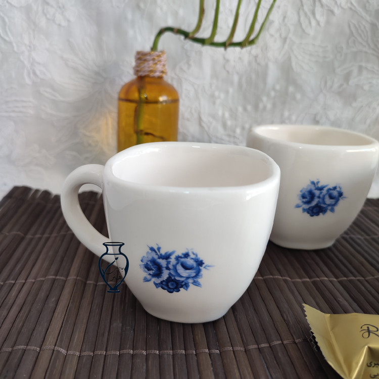 فنجان سرامیکی گل رز آبی - فنجون سرامیکی دستساز گل رز آبی