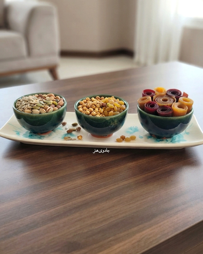 اردورخوری و کاسه _ رولت خوری سرامیکی گل سبز و کاسه